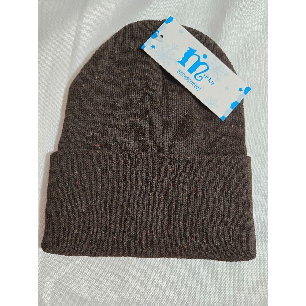Minky Accessories Beannie Cap One Size Black/Charcoal Acrylic Knit NWT